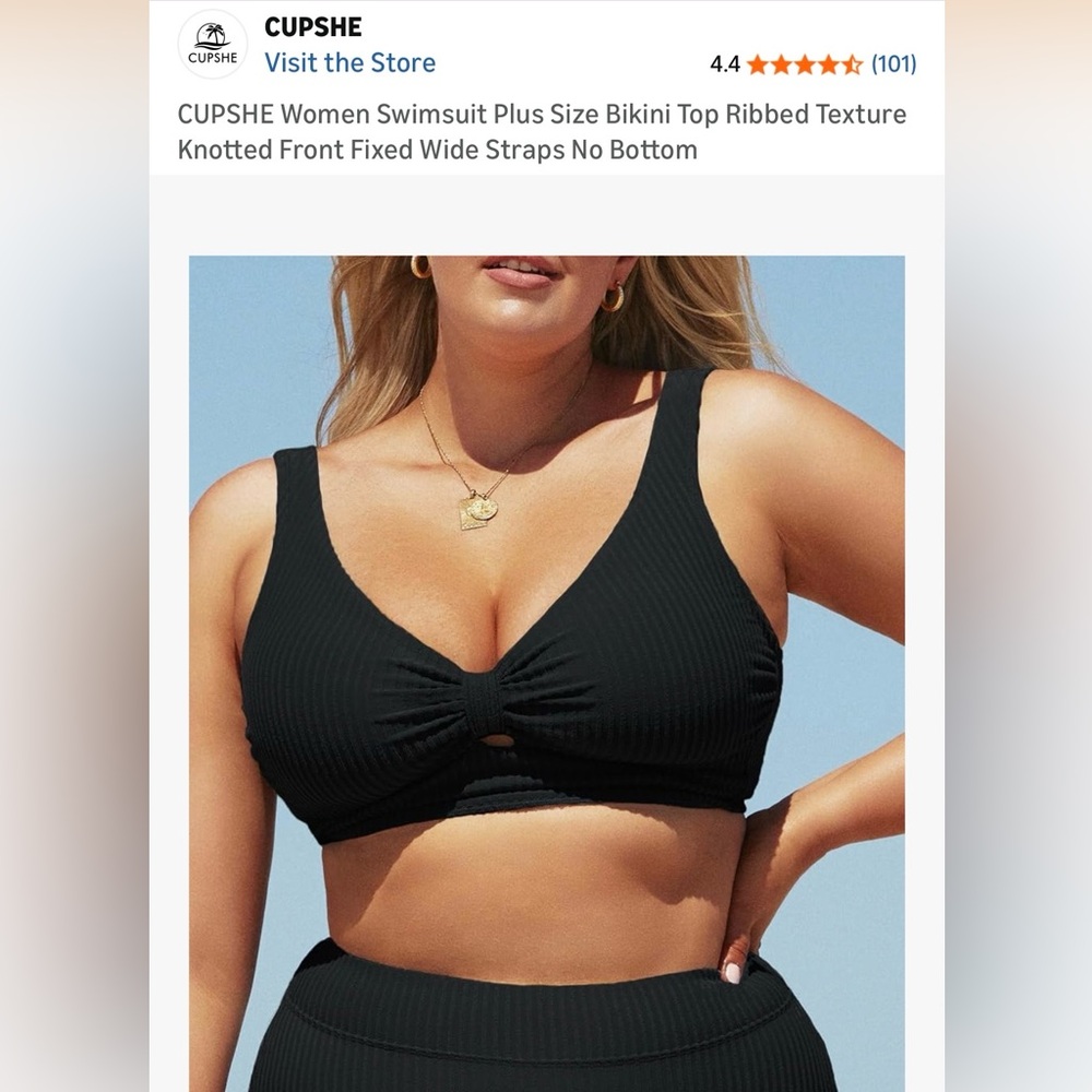 Cupshe Women's Plus Size Bikini Top - Size 00X / 12W